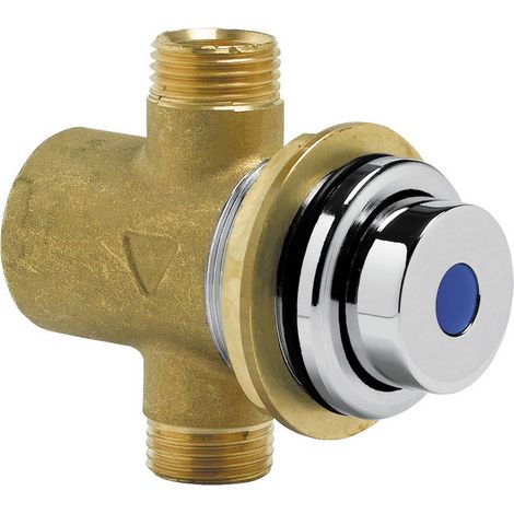 Rubinetto temporizzato per lavabo da incasso con comando a pulsante e raccordo di fissaggio per pareti sottili - Idral