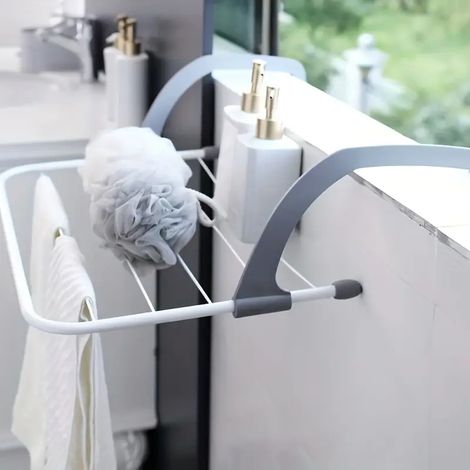 Portant a linge reglable multifonction pour balcon interieur et exterieur avec barre a serviettes accessoire domestique essentiel