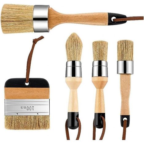 Pinceaux ronds à cire et à craie pour cirer les meubles, pinceaux à craie pour peinture à faire soi-même (1/5)