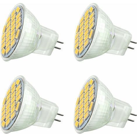 MR11 GU4 12V LED 3W Blanc Froid 6000K, 350LM, 120° 35mm MR11 30W Halogène Équivalent, AC DC 24V 12V Spot LED Encastrable GU4 pour Meuble Cuisine Camper, non-dimmable, lot de 4 [Classe (1/4)