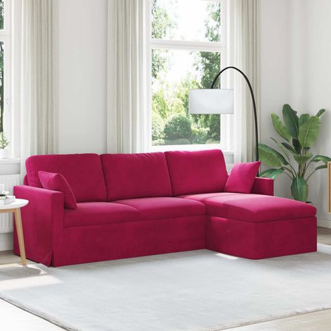 Sofa Weinrot 228 x 134 x 80 cm Samt (1/5)