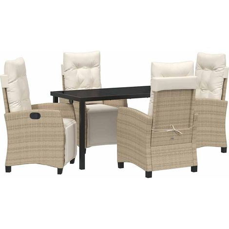 Maison Exclusive - Conjunto de Comedor de Jardín 5 uds. Beige rat (1/5)