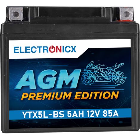 Electronicx AGM Motorradbatterie YTX5L-BS 12V 5Ah Rollerbatterie CTX5L-BS GTX5L-BS Wartungsfrei - Premium Batterie 12V Wartungsfrei - Versand DE (1/5)