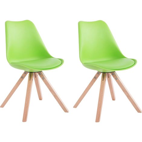 Lot de 2 chaises de salle à manger scandinave synthétique vert pieds bois CDS10023 (1/2)