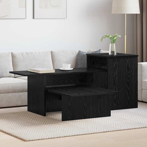 Konsolentisch Schwarz Eichen-Optik 91,5 x 35 x 38,5 cm