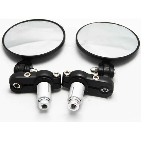 Noir Ronds Moto Rétroviseur Latéral 7/8 "20mm Poignée Miroirs de fin de Barre Pour Croiseur Scooter Chopper (1/4)