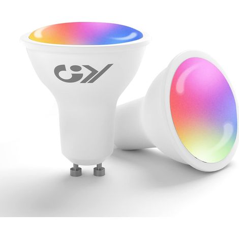 Lot de 2 Spots RGBW WIFI Bluetooth Smart Encastrables Led Dimmable, 9W, 760 lumen, 230V, Interrupteur tactile,éclairage plafond encastré pour Cuisine, exposition,Salon, Couloir, bars,Galerie