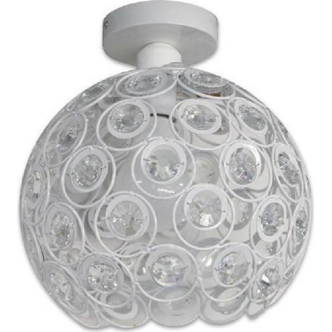 TrAdE Shop Traesio - Lampadario Da Soffitto A Sospensione Plafoniera Sfere Cristallo Lampada E27 C23 - Bianco (1/2)