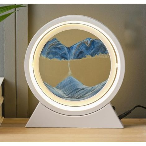 Lámpara LED con efecto de arena en movimiento: pintura de arena 3D con diseño giratorio de 360°，el dormitorio y como regalo (azul) (1/5)