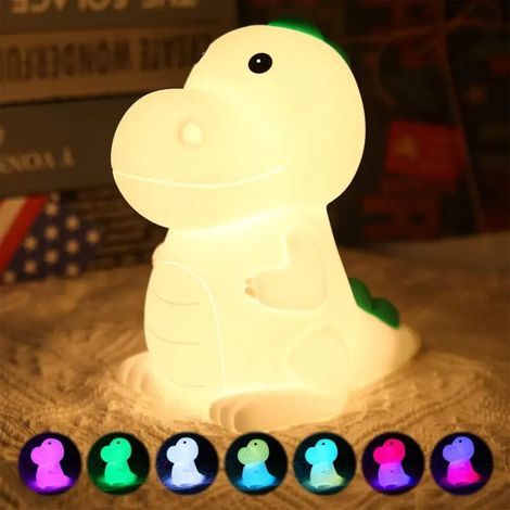 Dinosaurier-Nachtlicht für Kinder, wiederaufladbare Touch-Lampe mit sieben Farben für Baby- und Kleinkinderzimmer - Crezuo