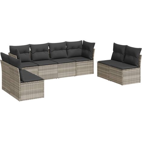Maison Exclusive - Set de sofás de jardín 8 pzas y cojines ratán