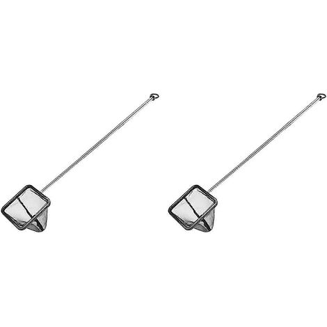 Lot de deux épuisettes pour aquarium avec manche extensible en acier inoxydable, maille fine, adaptées aux aquariums. (1/5)