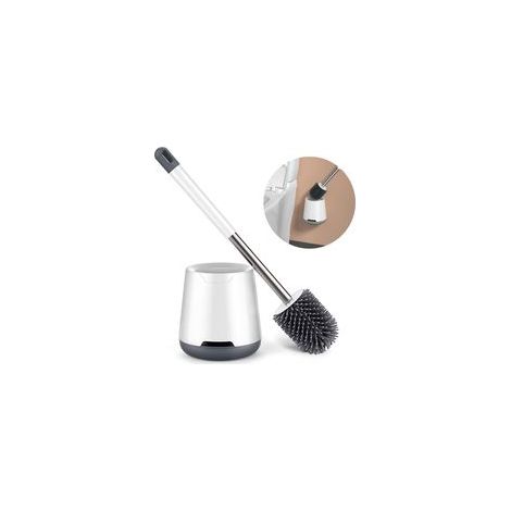Ensemble brosse et support pour WC, brosse de nettoyage de cuvette avec support pour le rangement et l'organisation de la salle de bain, poignée de transport solide et antirouille (fixation murale et (1/5)