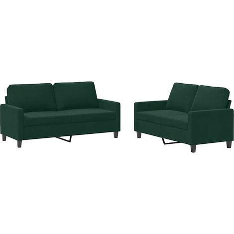 Maison Exclusive - Set di Divani 2 pz con Cuscini Verde scuro in Velluto