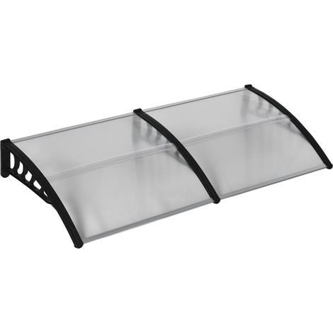 Pultvordach Vordach für Haustür 200 x 96 x 27 cm Überdachung mit UV Schutz, Regenschutz Sonnenschutz für draußen Alu Schwarz