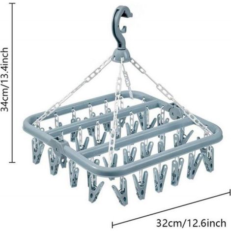 Corde à linge pliante avec crochets pivotants à 32 clips. (1/4)