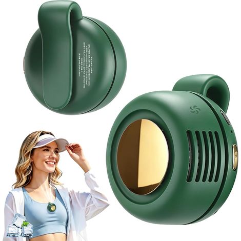 2 Pack Portable Clip-On Fan Mini Bladeless Waist Wearable Cooling Fan 3-Speed Rechargeable for Outdoor Travel Office Camping Use-Green (1/5)