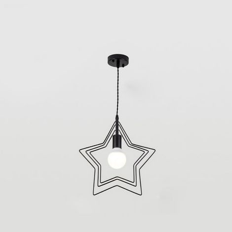 Suspension en forme d'étoile, robuste et résistante, pour la décoration intérieure. Lampe suspendue sans ampoule, noire (support en fer).