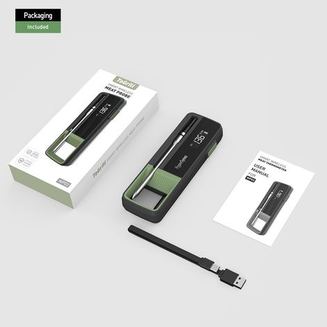 Thermomètre à viande intelligent sans fil Bluetooth pour barbecue, avec application mobile, sonde, Wi-Fi, étanche, compatible four, à une seule aiguille. (1/5)