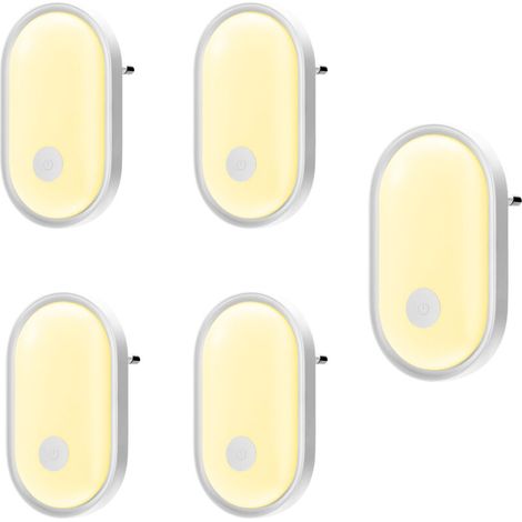 Veilleuse LED 6 pièces avec commande tactile, veilleuse avec capteur crépusculaire et luminosité réglable, veilleuse pour chambre de bébé, couloir (1/5)