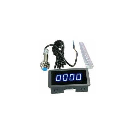 Taquimetro numérico 5-9999 tr/min con capteur Hall NPN – Pantalla LED azul – Placa de detección 10 mm – Temperatura 0-50°C