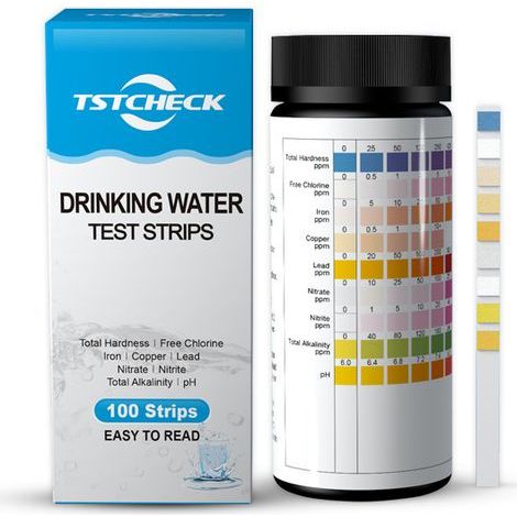 Bandelettes de test pour piscine et spa – Lot de 100 bandelettes, test pH, chlore, brome, dureté et plus encore, test précis 9 en 1 de l'eau de piscine (1/5)