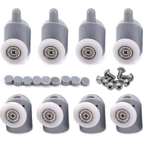 Adjustable Double Roller Casters (8pcs), for Shower/Bathroom Door, 25mm (1/4)