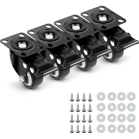 Ruedas Para Muebles - Con Freno - 40 mm - Plástico - Carga Máxima 200 kg - Para Mesas Armarios y Muebles - 4 Unidades (1/5)