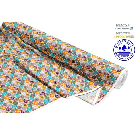 TESSUTI DECORATIVI PER ESTERNI OXFORD - Motivo a quadri orientali colorati I DR058 (1/5)