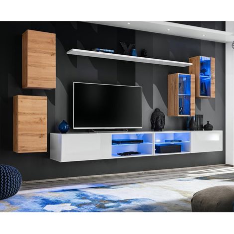 Ensemble Meuble TV "Switch XXV" 280cm Naturel & Blanc (1/4)