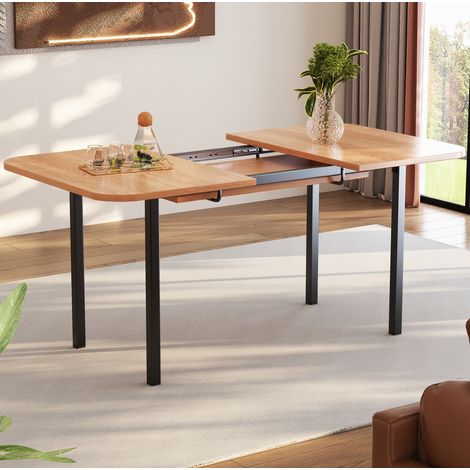 Mesa de comedor extensible 120x160 cm roble blanco americano en MDF con diseño clásico y base reforzada (1/5)