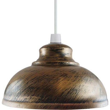 Abat-jour - Métal - Cuivre Brossé - Courbé - Pour Suspension Plafond E27 - Diamètre 29 cm Hauteur 17 cm - 1 Pièce (1/5)