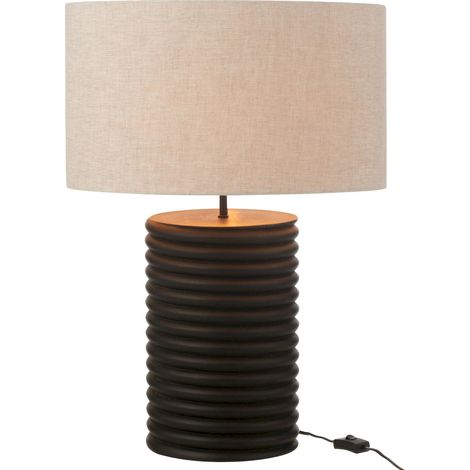 Lampe filetée bois d'ailanthus noir et gris design contemporain - Noir bois clair et beige naturel (1/5)