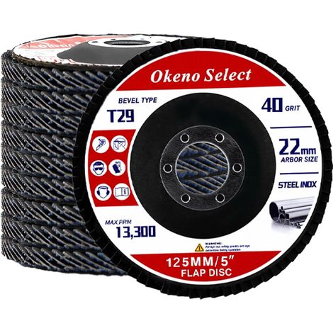 10 x Flap Discs 40-125 mm Grit T29 Grinding Discs, Fan Discs for Metal Wood Steel, Precise and Fast Polishing (1/5)