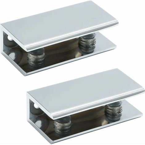Pince à Verre Support d’Étagère en Verre Support de Tablette Murale Charnière de Porte, Verre Adaptatif de 8-12 mm d'Épaisseur, Finition Polie en Acier Inoxydable, 2 Pcs (1/5)