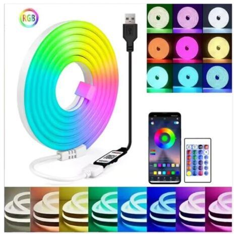 Ruban LED Néon 5M, Modèles DIY Bande LED avec APP/Télécommande, Synchronisation Musicale, Néon LED Chambre Gaming, Imperméable, pour Intérieur, Extérieur, Decoration Chambre (1/4)