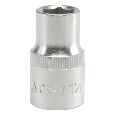 Vaso corto cromado de 6 puntas de 1/2'' (12 mm) - YT-1205