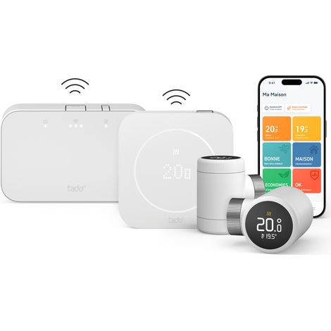 Thermostat connecté et Intelligent Sans Fil - Kit de démarrage X (2e Gen) Multiroom avec 2 têtes X (1/5)
