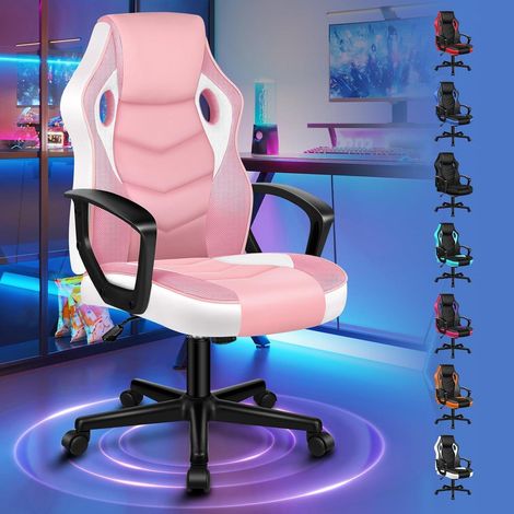 Gaming Stuhl Rennstuhl PC PU Leder Rückenlehne Mega - Rosa Serie Mega (1/5)