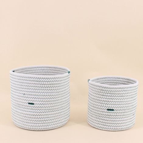 Lot de 2 paniers blancs en corde (1/5)