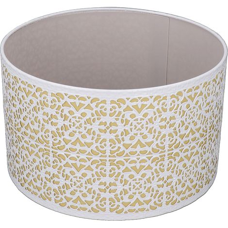 Abat-jour en métal ajouré pour lampe de Table, support de lampe de calibre E27 E14, pièce de monnaie en cuivre, fleur, doublure blanche et jaune