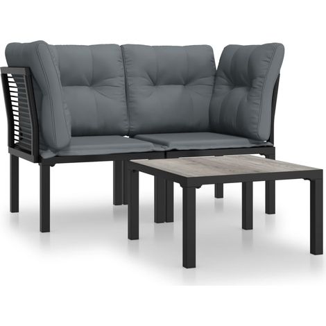 Maison Exclusive - 3-tlg. Garten-Lounge-Set Schwarz und Grau Poly