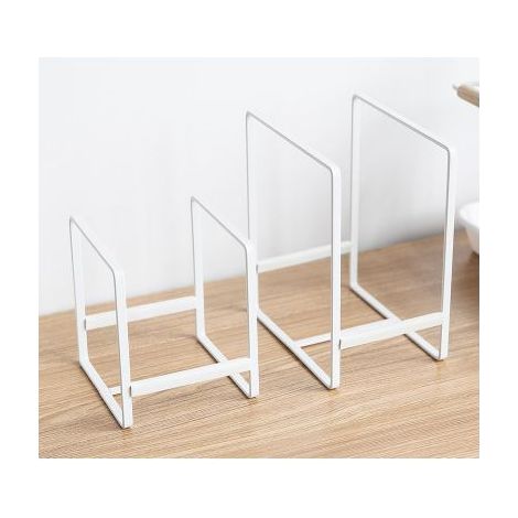 Lot de 2Support Assiette, Rangement Assiettes Placard, Métal Porte Assiette, Rangement Couvercle Casserole avec Poignée, Rangement Couvercle, Range Assiette Placard (white) (1/4)