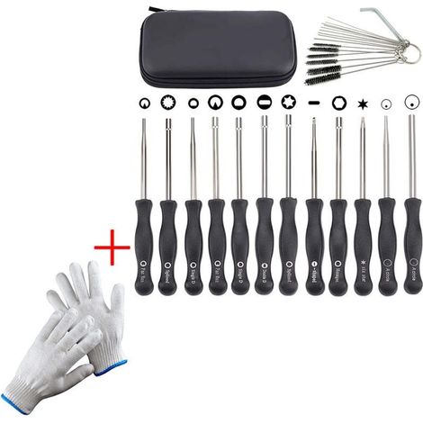 Lot de 12 Outils de réglage de carburateur avec Gants ,Tournevis acircle pour Petit Moteur 2 Temps pour Husqvarna pour STHIL pour débroussailleuse Echo tronçonneuse (1/4)