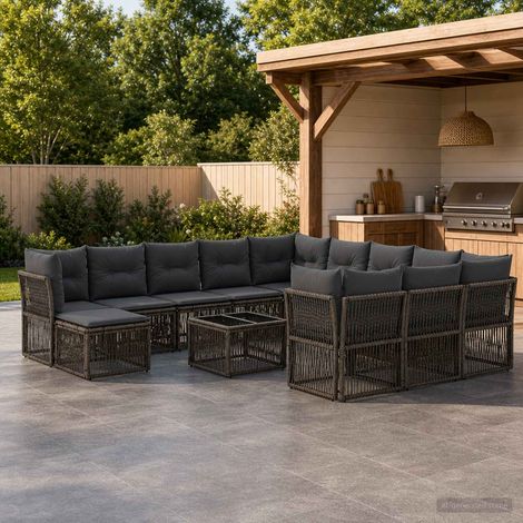 Set Divano da Giardino 13 pcs Grigio polyrattan vidaXL (1/5)