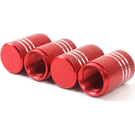 Car modification accessories: Tire valve stems suitable for Tesla Model 3 XYS valve core caps and screw caps - stainless steel, screw-on type - red (marked). (1/3)