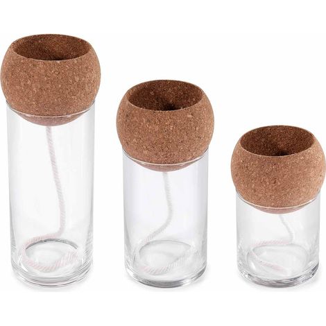 Vasi in vetro con tappo in sughero e corda in cotone autoirriganti, Grande: Ø 10 cm x 25,5 H