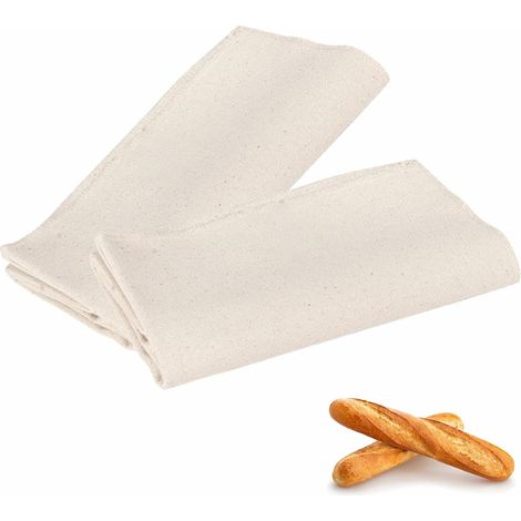 Fermentée Boulangers Tissu Réutilisable, Toile Lin pour Cuisson du Pain, Toile de Lin pour Pâtisserie, Tissu Fermenté, pour Fermentation de la Pâte, 2 Pièces, 75 x 45cm (1/5)