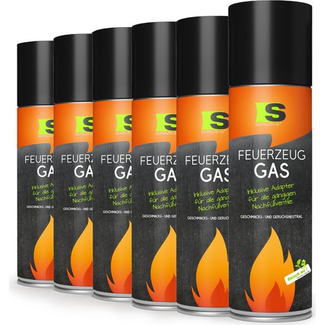 Spraytive 6x 500ml XXL Butangas für Flambierbrenner & Feuerzeuge - Feuerzeuggas inkl. Adapter zum Nachfüllen (1/5)