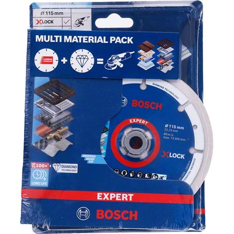 Pack de 2 disques 115 mm Meule Diamant Métal EXPERT + Roue Multi Carbure BOSCH 061599761L